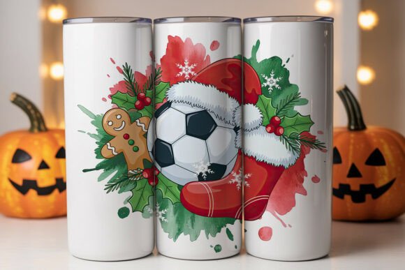 Christmas Soccer Ball Graphics for Tumbler Wraps