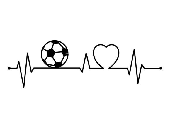 Soccer Heartbeat Line Art SVG: Graphics & Illustrations