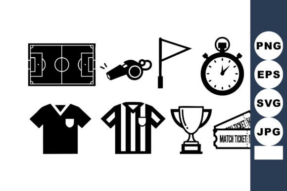 Soccer Icons with Field Whistle Flag St Graphics