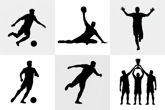 Soccer Player Silhouettes Clipart for Graphics & Crafts