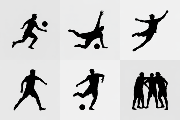 Soccer Player Silhouettes Vector: Graphics for Crafting