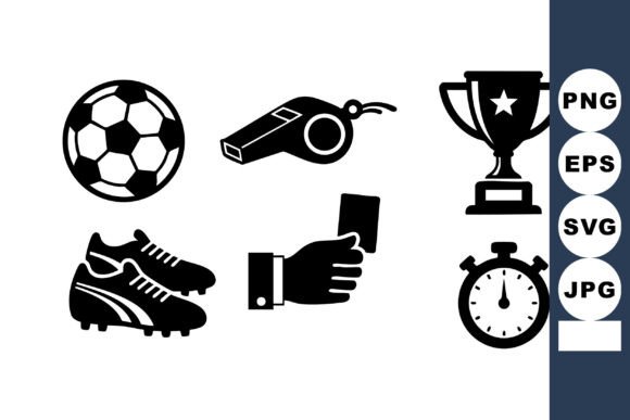 Soccer Referee Icons Set with Ball Whist: Graphics & Illustrations