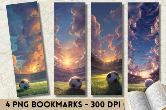 Soccer Stadium Sunset Anime Sky Bookmark: Graphics & Crafts