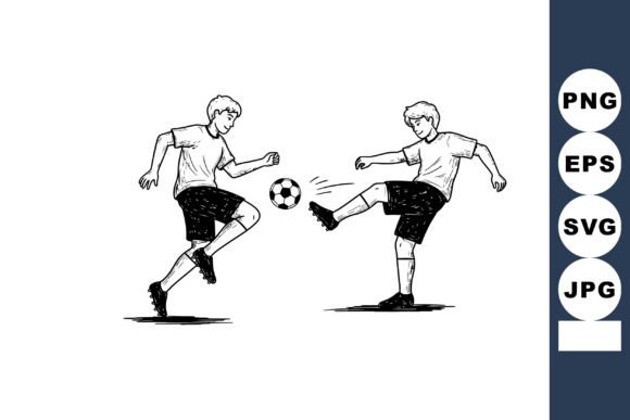 Two Boys Playing Soccer Ball Sport Graphics & Illustrations